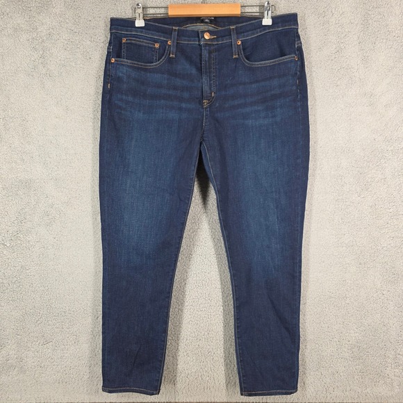 J Crew 8" Toothpick Jeans Women's 33 Dark Wash Stretch Denim Made in Mexico - Picture 1 of 9